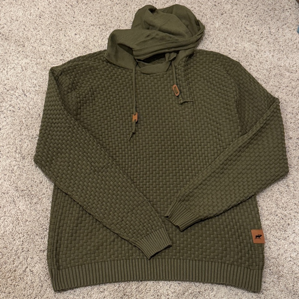 Olive Green Textured Men's Sweater